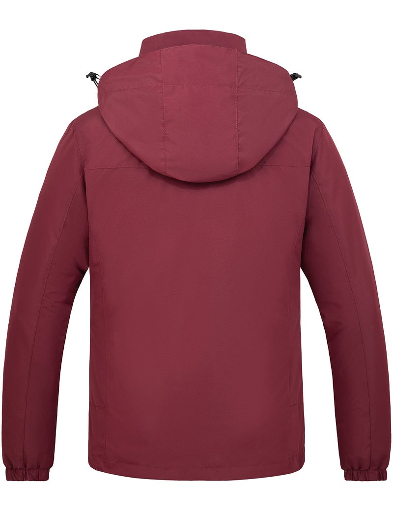 wantdo Women's Snowboarding Coat Windproof Raincoat with Removable Puffer Winter Jacket Wine Red L - Image 3